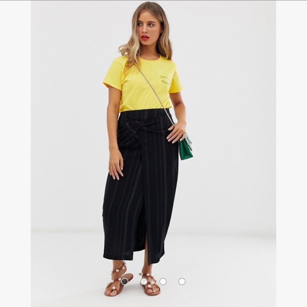 ASOS Twist Column Maxi Skirt in Stripe Texture